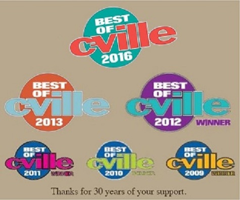 Best of Charlottesville Winner - 2013, 2012, 2011, 2010, 2009